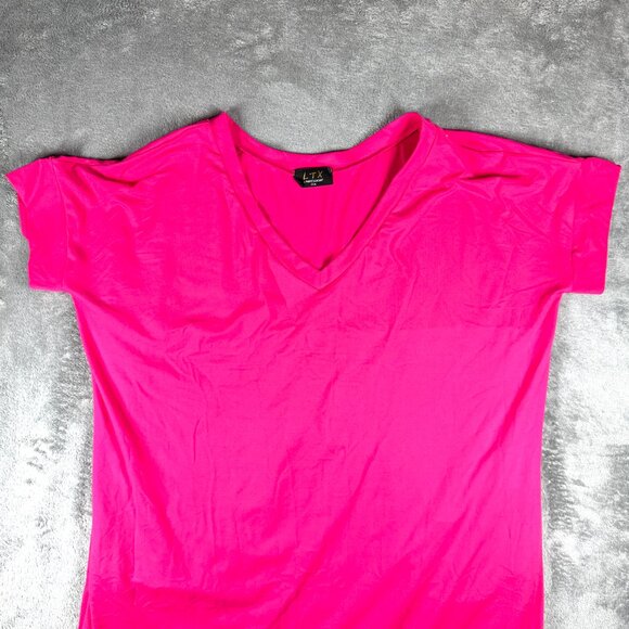 LTX Sportswear S Fuchsia V-Neck Short Sleeve Stretch Casual Dress - Picture 2 of 13